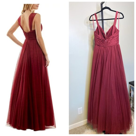 CITY STUDIOS Juniors' Emma Pleated-Bodice Notched-Neck Gown - Picture 2 of 10